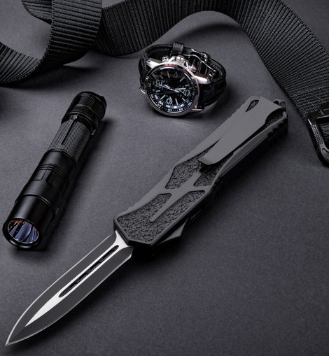 Phantom - OTF Knife - Black / Textured
